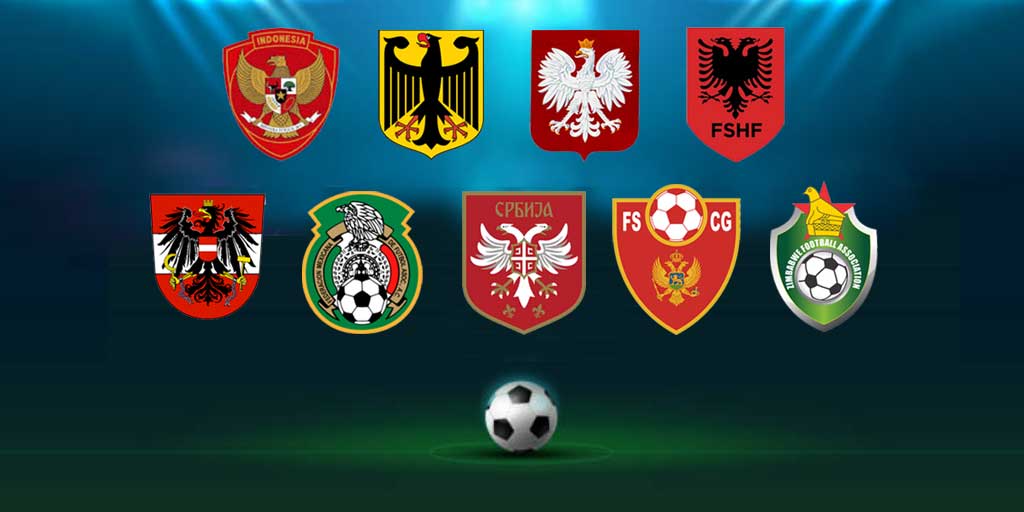 Deteran timnas sepak bola dunia yang mengusung lambang burung dalam logo resminya.