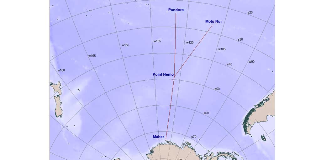 Lokasi Titik Nemo, titik lokasi paling terpencil di Bumi.