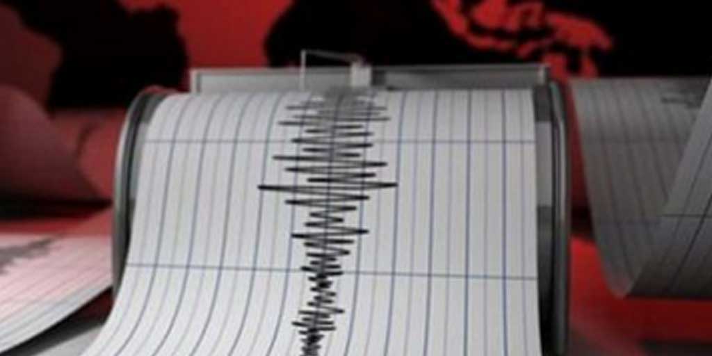 Ilustrasi gempa bumi yang tercatat oleh seismometer.