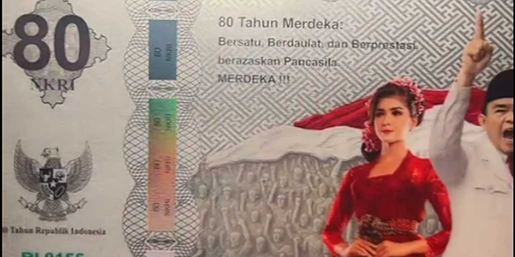 Tangkapan layar video unggahan pecahan uang Rp80 ribu yang viral di media sosial.