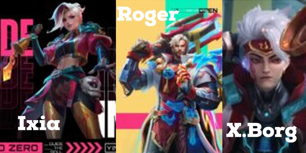 Skin Eksklusif Ixia, Roger, dan X.Borg dari event MLBB x Metro Zero Phase 2.