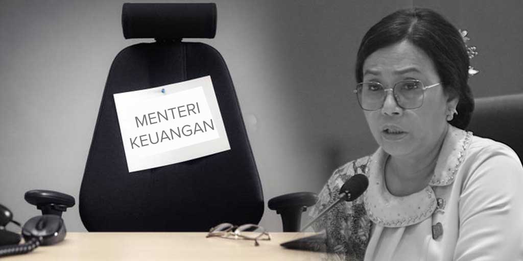 Ilustrasi pergantian Sri Mulyani dari kursi Menteri Keuangan.