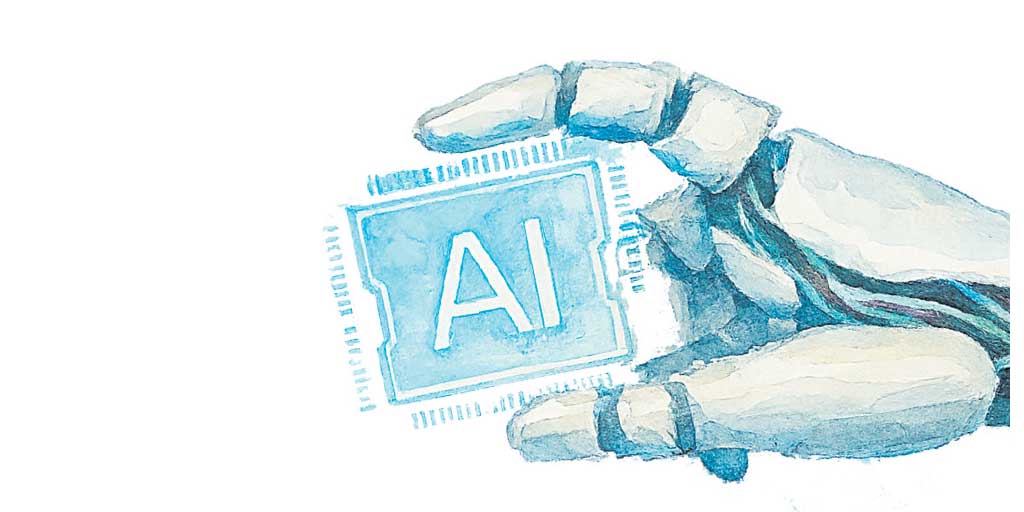 Ilustrasi Opini berjudul Mendebat AI: Antara Kreativitas Manusia dan Alat yang Disalahpahami.