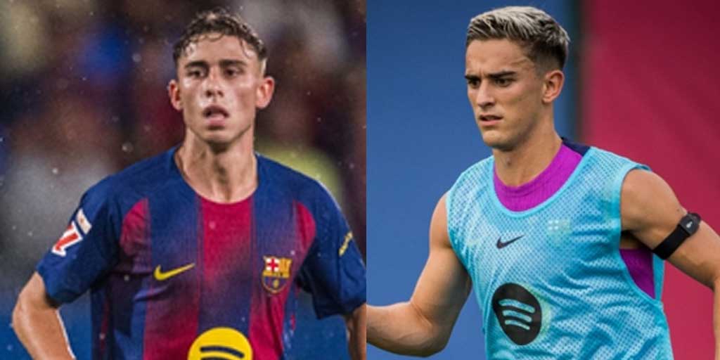 Dari kiri, Fermin Lopez dan Pablo Mart&iacute;n Paez Gavira (Gavi), dua gelandang muda Barcelona ini dikabarkan absen akibat cedera.