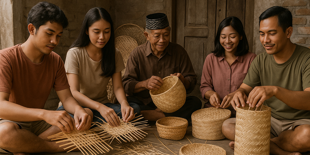 Merajut bambu, merawat tradisi. Dari tangan ke tangan, seni anyaman terus hidup dan bercerita.