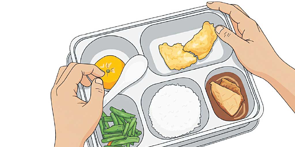 Ilustrasi Opini berjudul Hierarchy Trap Dalam Tata Kelola Penyelenggaraan Makan Bergizi Gratis.