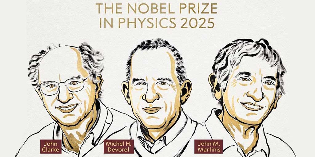 John Clarke, Michel H. Devoret, dan John M. Martinis dianugerahi hadiah Nobel Fisika 2025.