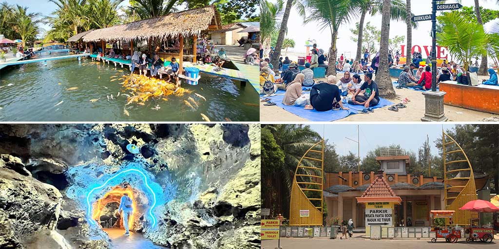 Tempat wisata di Tuban yang dikelola oleh swasta (fo atas) dan tempat wisata di Tuban yang dikelola pemerintah setempat (fo bawah).