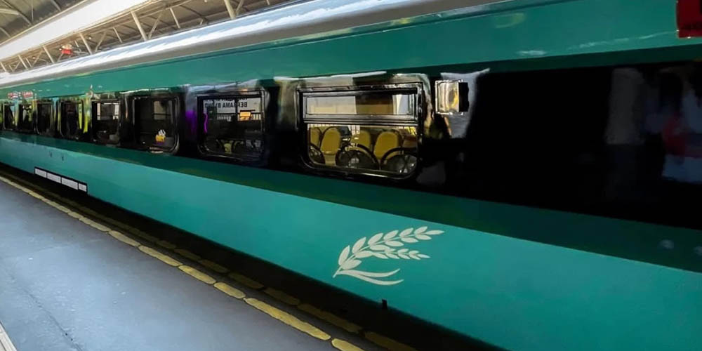 Kereta berwarna hijau dengan logo bulir padi di bodinya ini digadang menjadi prototipe &ldquo;Kereta Petani&rdquo; milik PT KAI &mdash; moda transportasi baru yang dirancang khusus untuk mengangkut hasil bumi
