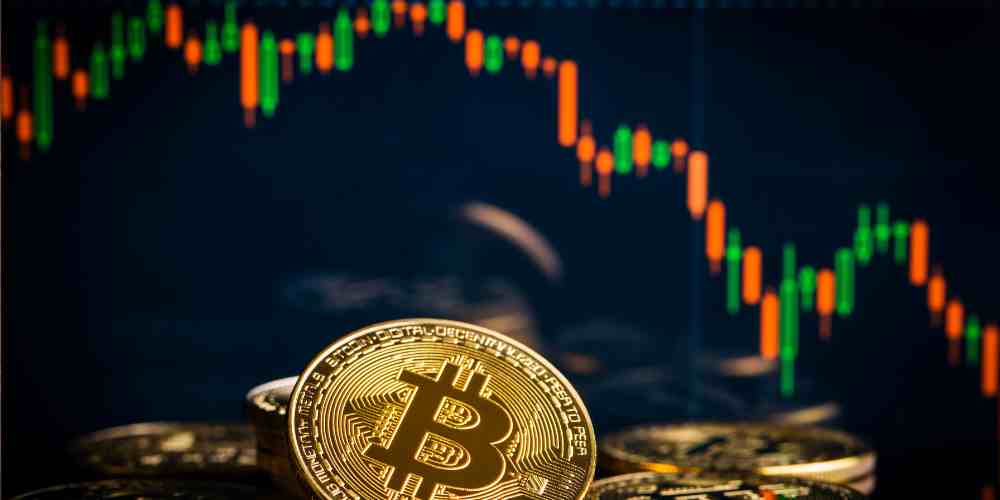 Ilustrasi diagram bitcoin menurun