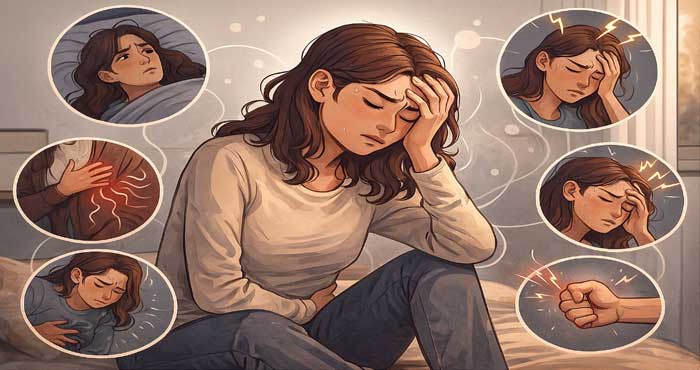 Ilustrasi tanda-tanda kelelahan yang ditunjukkan melalui sinyal tubuh kita yang sering terabaikan.