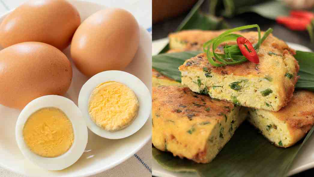 ilustrasi telur rebus dan telur dadar, meskipun sama sama telur tetapi cara masak juga menentukan perbedaan kalori yang dihaslikan