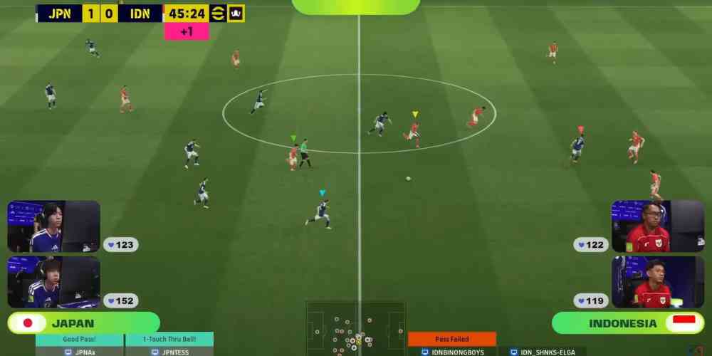 Timnas Indonesia vs Jepang saat Day 2 FIFAe World Cup 25&trade; ft. eFootball Console - Group Stage. Dan memastikan lolos ke 8 besar