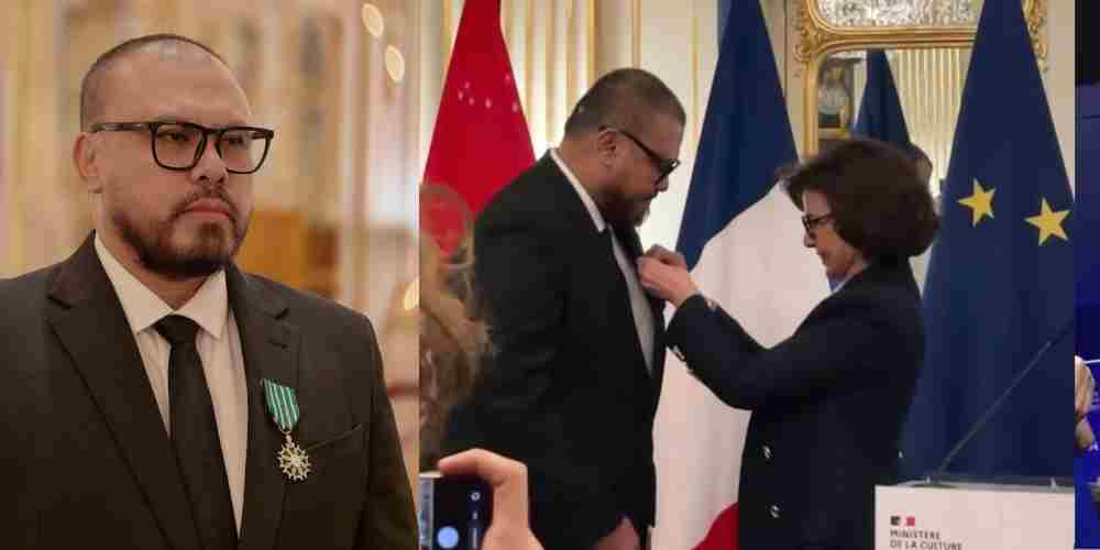 Momen membanggakan Joko Anwar saat menerima gelar Chevalier de l&rsquo;Ordre des Arts et des Lettres dari Pemerintah Prancis, sebagai apresiasi atas kontribusinya di dunia seni dan perfilman internasional.