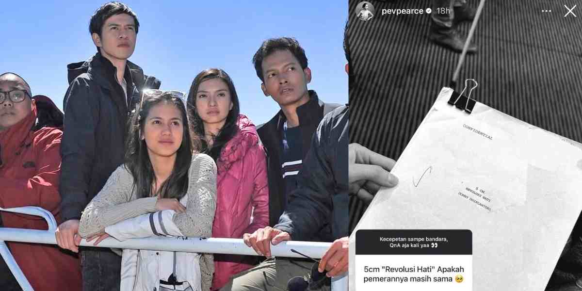 Pevita Pearce berbagi foto naskah 5 CM: Revolusi Hati di Instagram Story, memberi sinyal kuat bahwa ia akan kembali memerankan Dinda dalam sekuel film legendaris ini.
