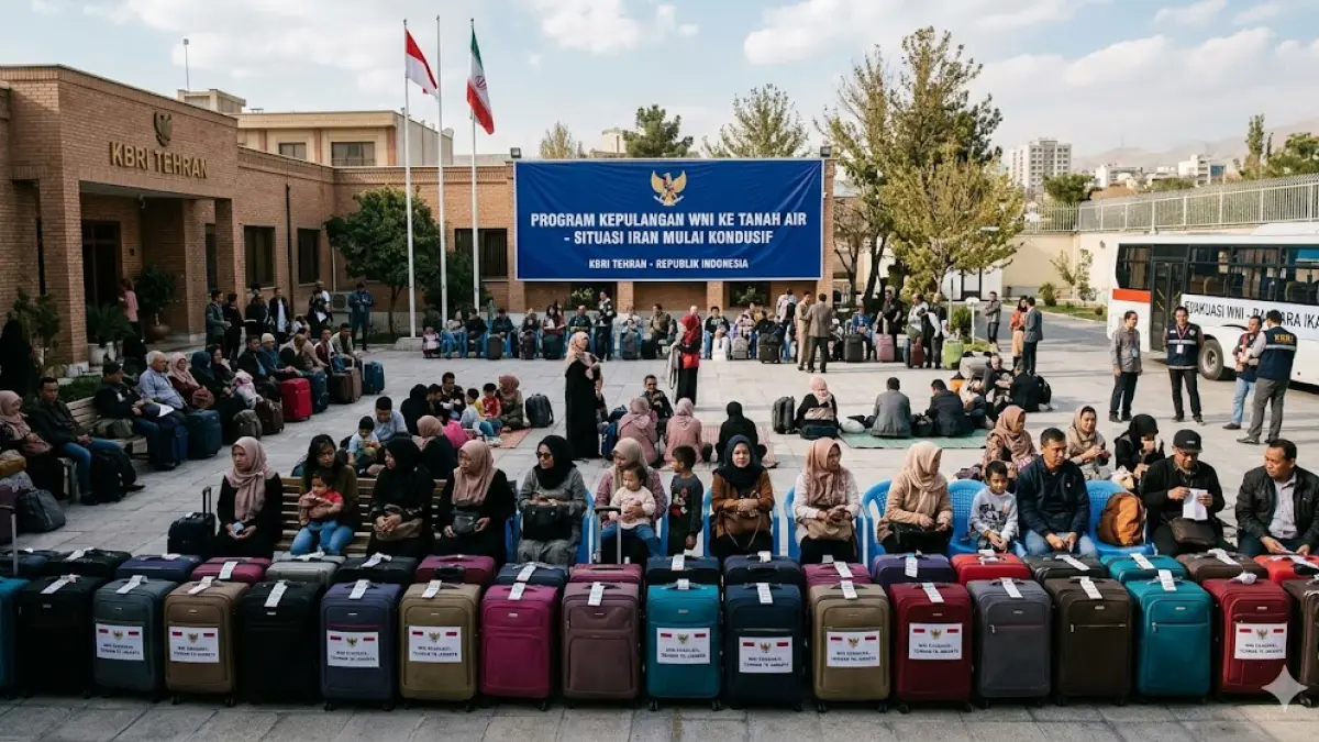 Kondisi Iran mulai kondusif, namun ratusan WNI di Timur Tengah masih menunggu kepastian jadwal penerbangan untuk kembali ke Indonesia. (Sumber: Gemini AI/ilustrasi)