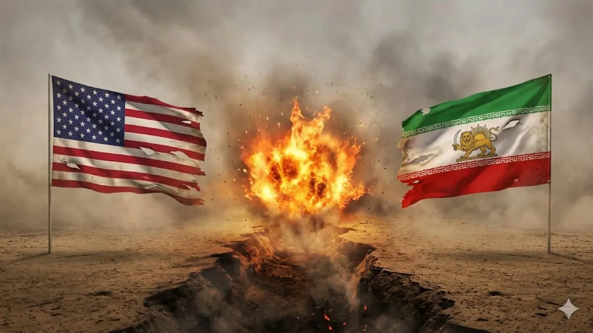 Di tengah konflik panas, Iran tiba-tiba kirim proposal ke AS lewat Pakistan. Apakah ini awal perdamaian? (Sumber: AI, Ilustrasi perang Amerika dan Iran)