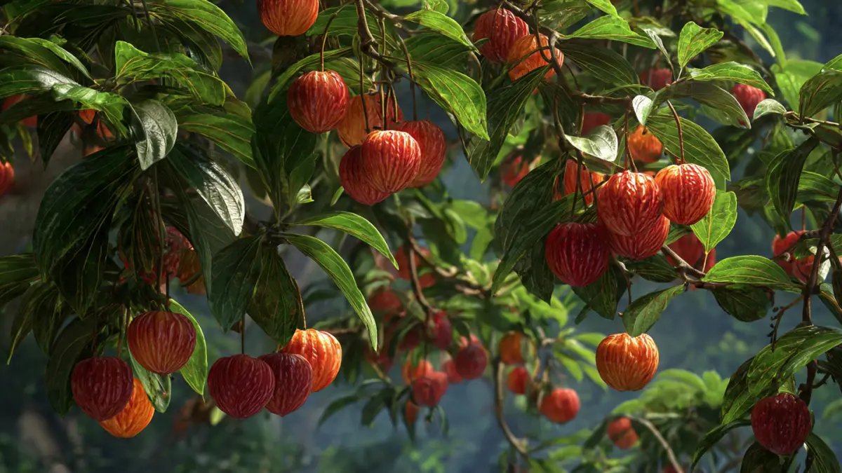 Buah kecil ini dipercaya membawa rezeki dan ketenteraman! Dewandaru bukan cuma penuh mitos, tapi juga kaya manfaat kesehatan yang mulai dibuktikan penelitian modern. (Ilustrasi Buah Dewandaru  Sumber: AI)