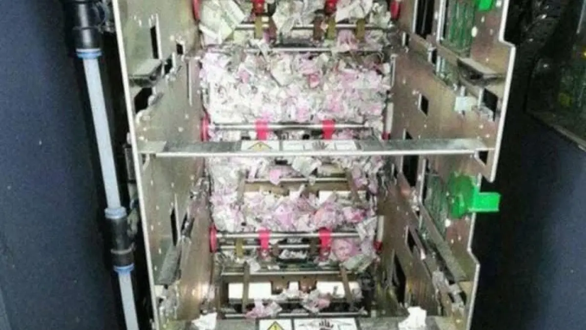 Bukan hacker atau perampok bersenjata, mesin ATM ini justru dibobol seekor tikus yang menggerogoti uang hingga miliaran rupiah. (Sumber: Instagram @wowfact.id)