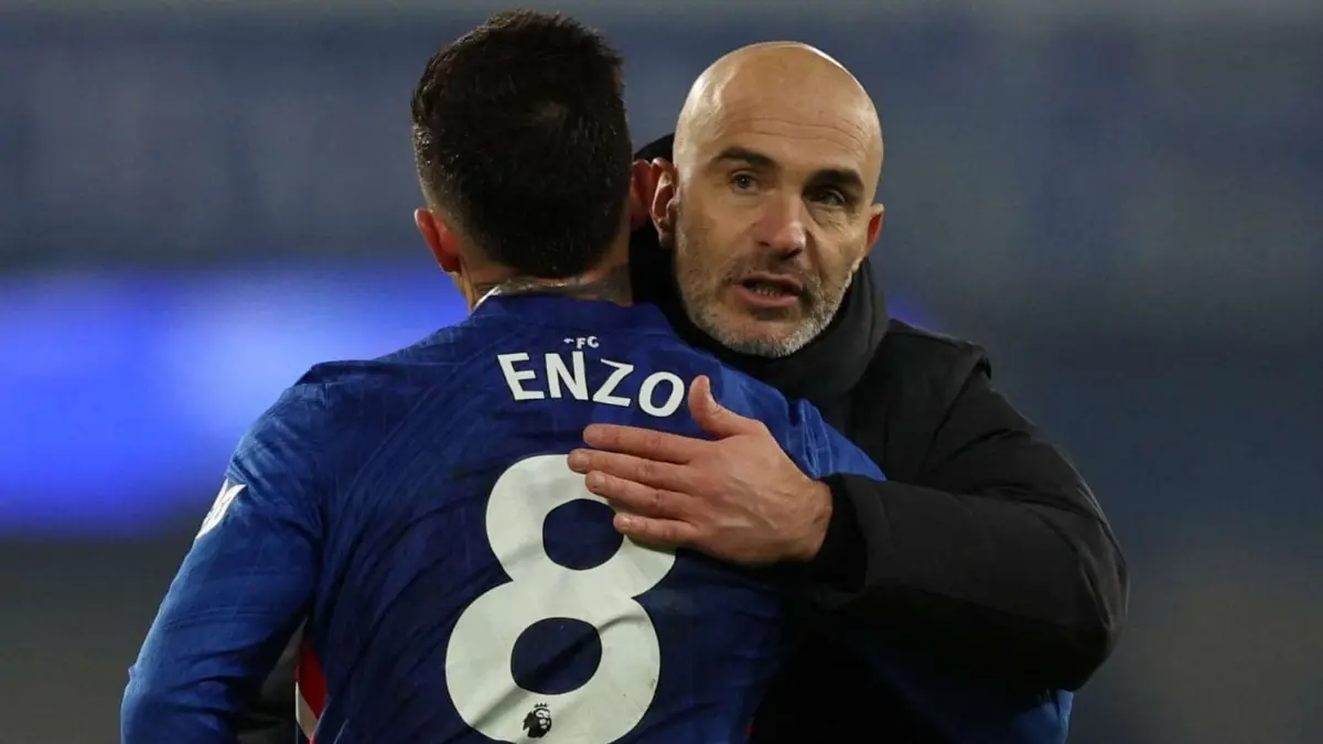 Manchester City mulai bergerak di bursa transfer. Enzo Fernandez kini disebut jadi target utama proyek baru Enzo Maresca. (Sumber foto : Goal)
