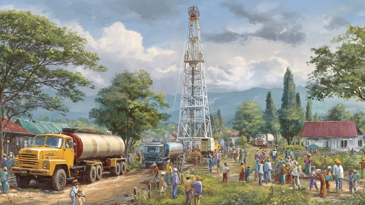 Momen bersejarah! Minyak dari sumur rakyat Blora akhirnya resmi masuk Pertamina dan membuka babak baru kedaulatan energi nasional. (Ilustrasi penyaluran minyak mentah  Sumber: AI)