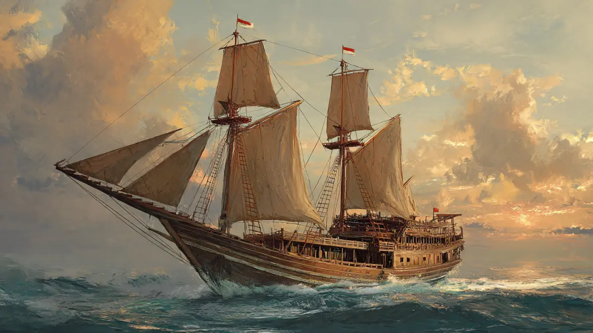 Ilustrasi kapal berlayar di lautan . (RADARTUBAN/AI)