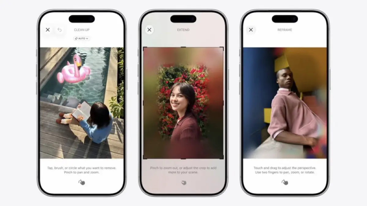 Edit foto di iPhone bakal naik kelas! Apple resmi menghadirkan fitur AI baru di iOS 27 yang memungkinkan pengguna mengubah komposisi foto, memperluas gambar di luar batas asli, hingga menghapus objek mengganggu dengan hasil lebih realistis. (PopBase/X)