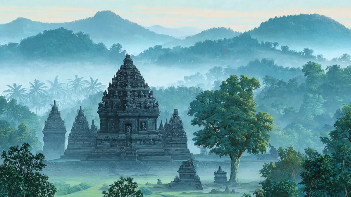 Bukan dengan brankas atau rekening, melainkan melalui candi yang menyimpan ilmu pengetahuan, budaya, dan nilai spiritual selama lebih dari 1.000 tahun. (Ilustrasi Candi, Sumber: AI)