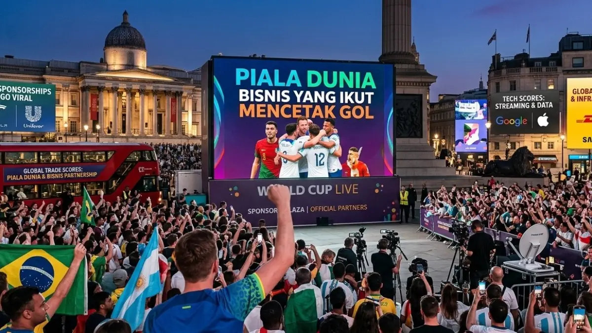 bagaimana Piala Dunia bukan hanya pesta olahraga, tetapi juga mesin ekonomi yang menggerakkan berbagai sektor bisnis, dari UMKM hingga industri global. (photo by Gemini.ai)
