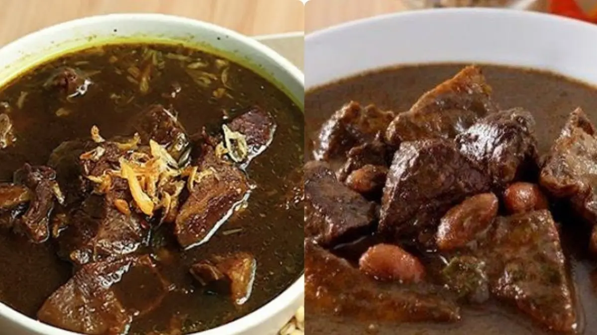 Sekilas tampak sama karena sama-sama berkuah hitam, tetapi rawon dan brongkos memiliki cita rasa, isian, serta sejarah yang berbeda. Sudah tahu bedanya? (Sumber: BorobudurNews)
