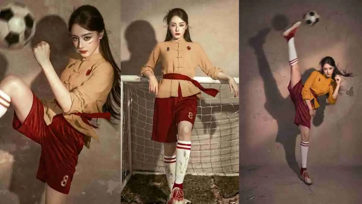Dilraba Dilmurat kembali bikin penggemar terpukau! Kali ini, aktris asal China tersebut tampil beda dengan mengenakan seragam sepak bola untuk serial terbaru Kung Fu Soccer. Visual sporty-nya langsung jadi sorotan dan membuat banyak orang semakin penasaran dengan aksi Dilraba di proyek terbarunya. (Dokumen Dilraba Dilmurat)