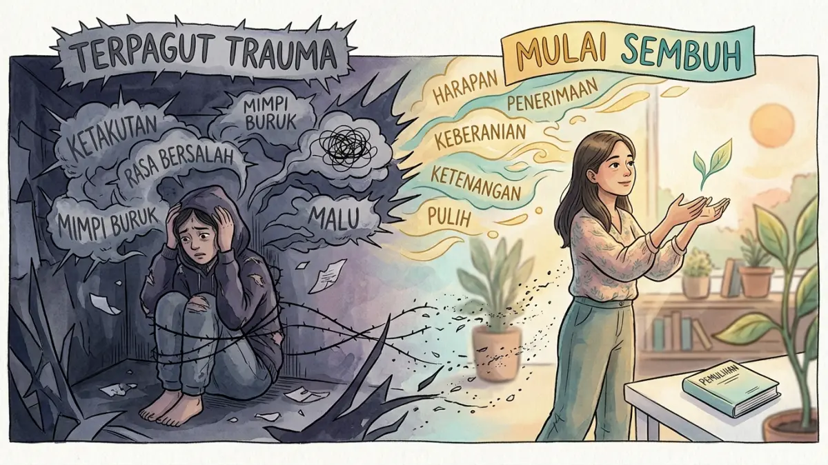 ilustrasi seseorang yang mulai sembuh dari trauma. (Radar Tuban/ AI)