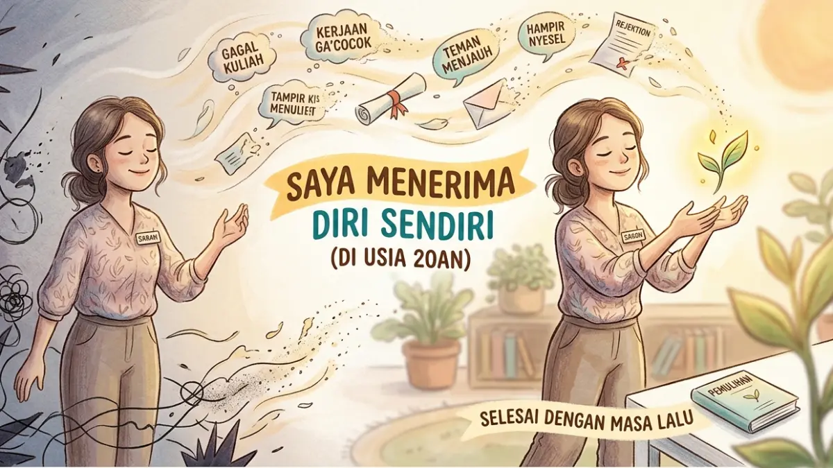 Ilustrasi self love diusia 20an. (ilustrasi AI)