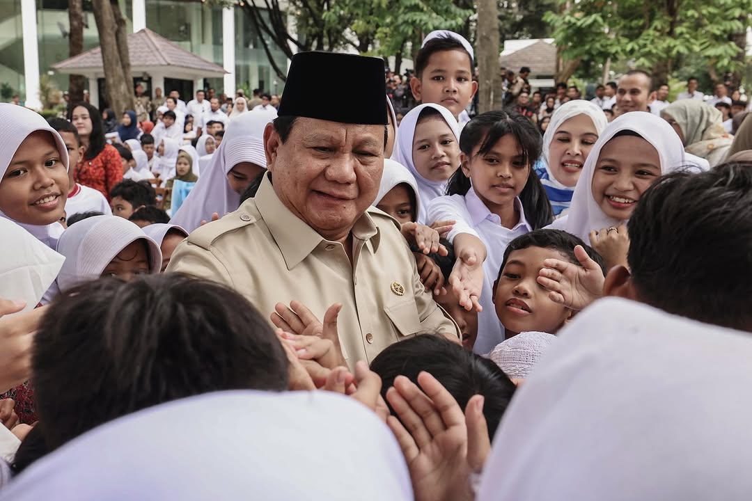 Prabowo Subianto selepas pembahasan kemanan digital bagi anak.