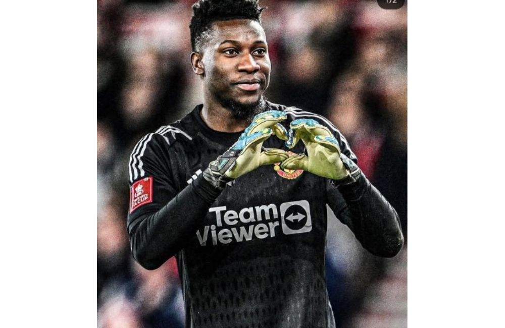 andre Onana saat tampil untuk tim inggris Manchester United