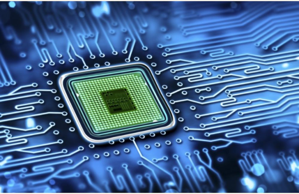 Ilustrasi chip teknologi otak dibalik perangkat modern