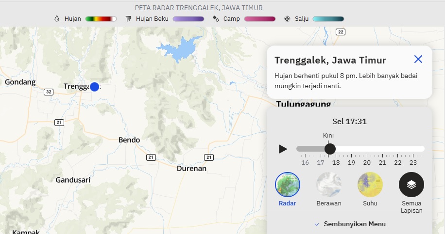 Prakiraan cuaca di Trenggalek