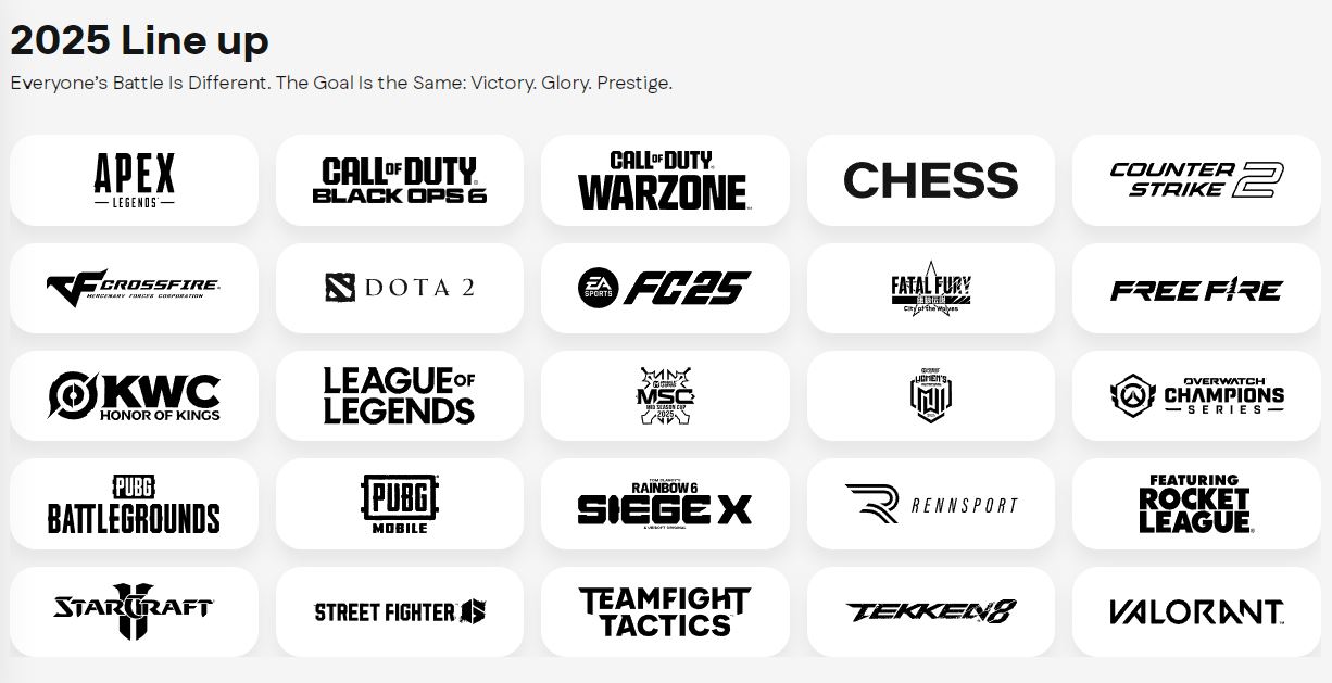 eSport World Cup 2025 siap jadi arena paling panas tahun ini, dari MOBA sampai Battle Royale.