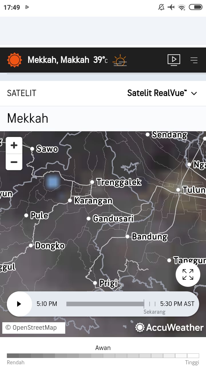 Kondisi prakiraan cuaca di Trenggalek