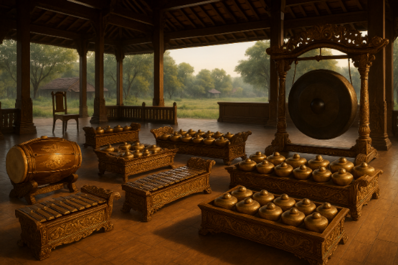 Seperangkat gamelan yang lazim untuk mengiringi tembang Jawa