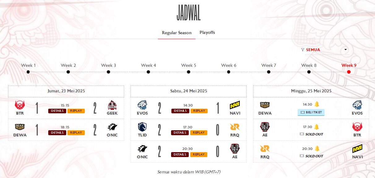 Drama seru MPL ID pekan terakhir, EVOS dan tim elit berjuang keras menuju final Mobile Legends 2025.