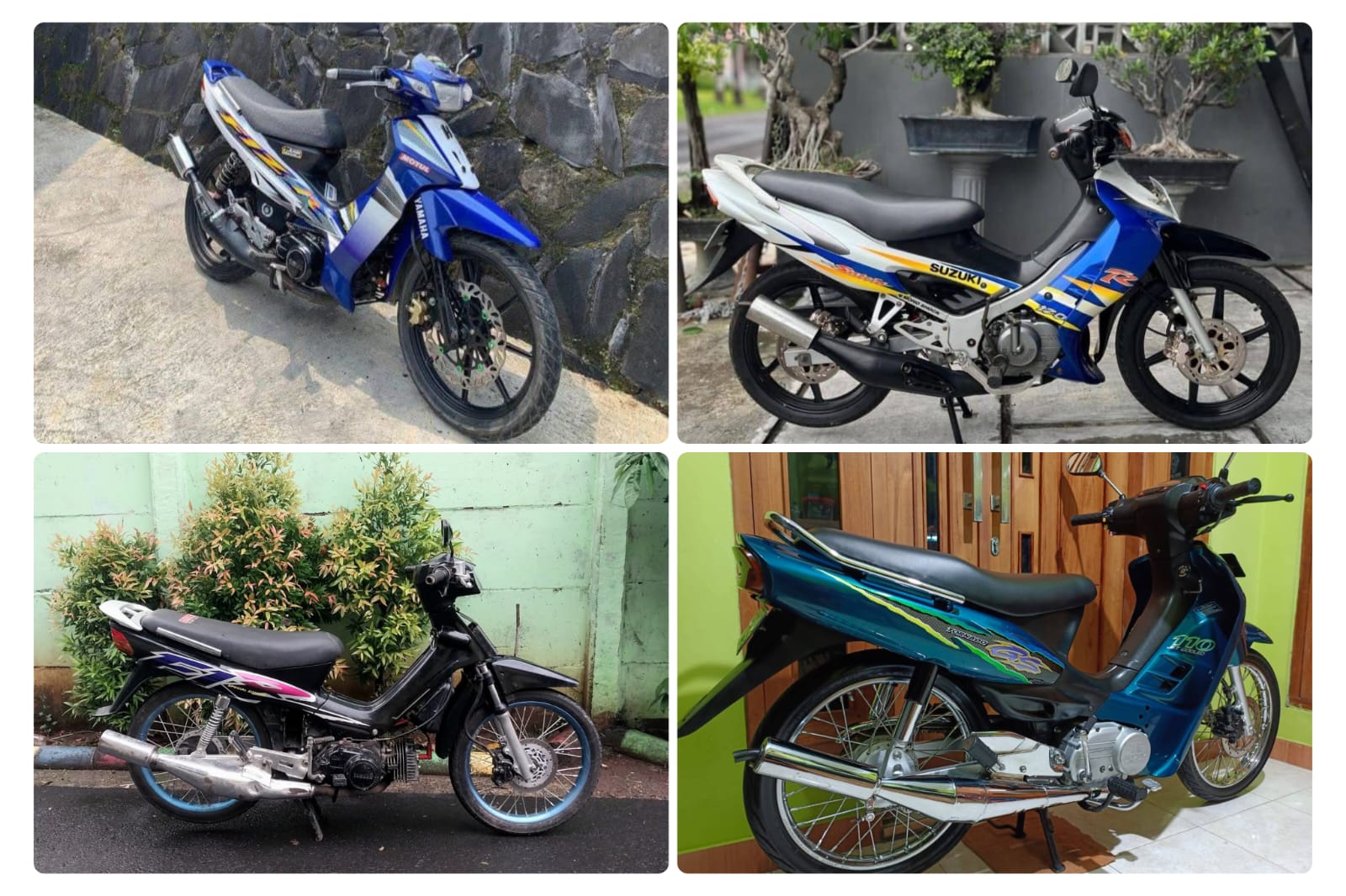 Kumpulan motor Yamaha dan Suzuki dengan mesin 2 tak yang saat ini populer.