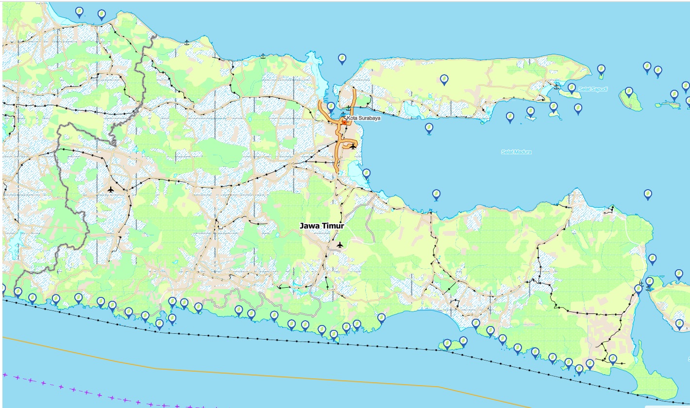 Sebaran 512 pulau yang berada di seluruh wilayah kabupaten di Jawa Timur. (SISTEM INFORMASI PULAU)