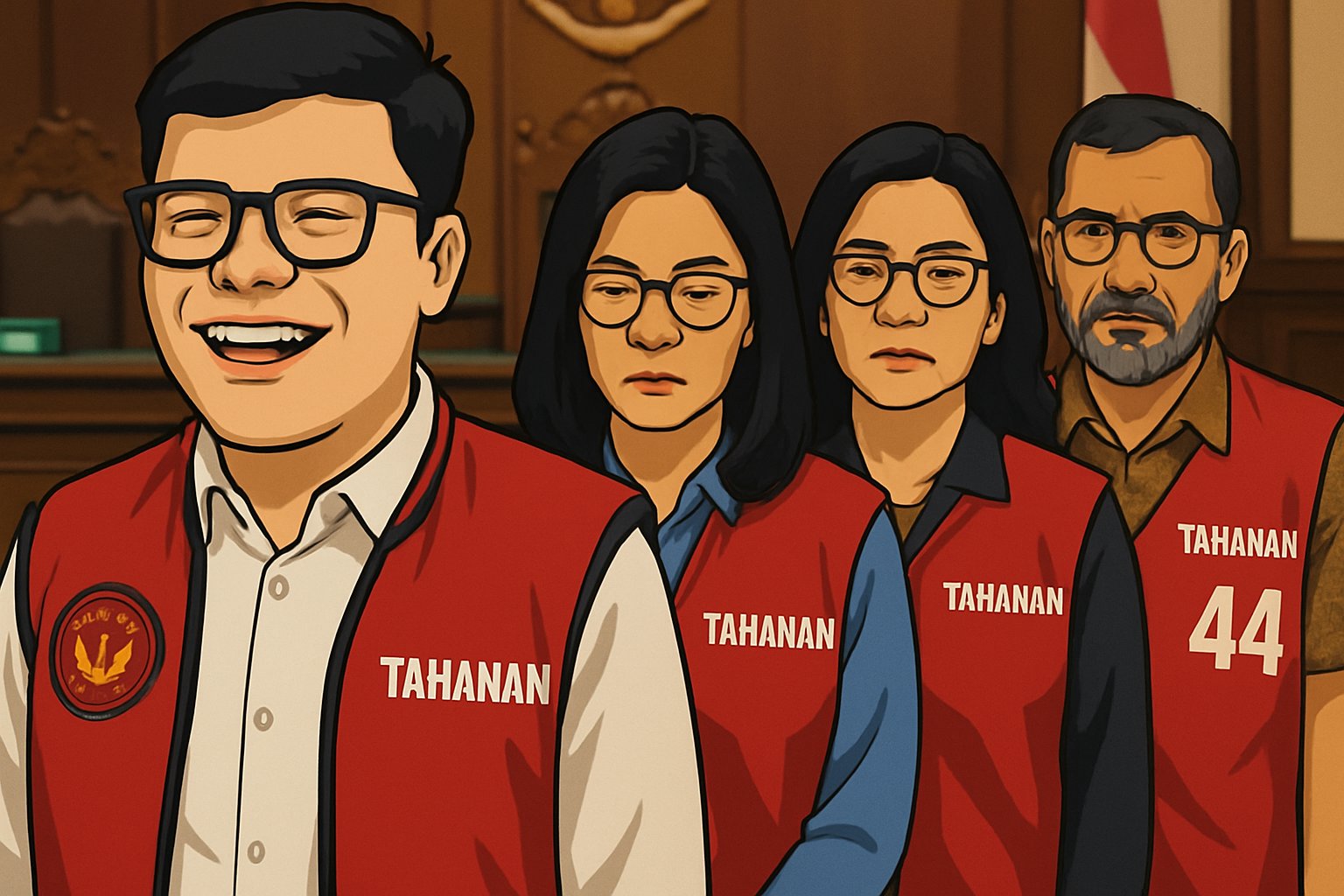 Ilustrasi tiga terdakwa yang divonis karena terlibat dalam suap hakim di kasus Ronald Tannur.
