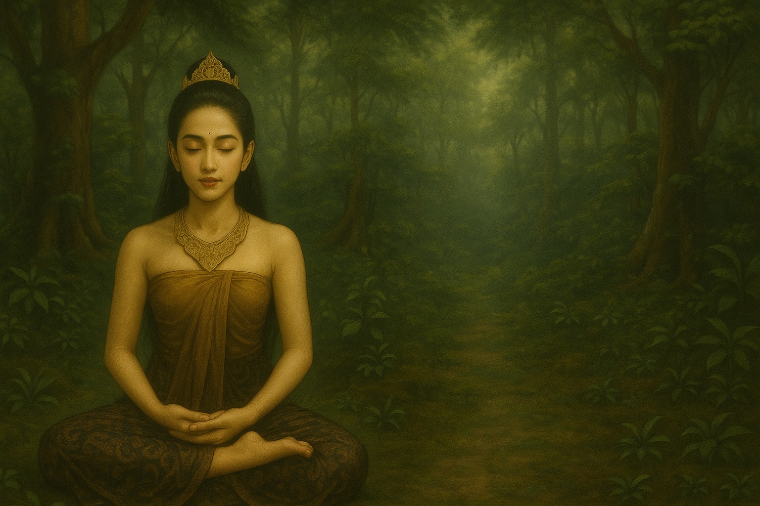 Sosok Putri Ngerit yang bertapa di tengah hutan belantara.