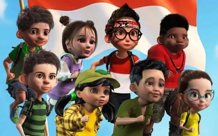 Tokoh film animasi Merah Putih yang tengah menjadi sorotan netizen terkait dugaan penggunaan aset animasi impor murah.