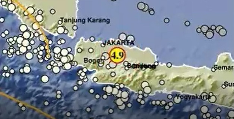 Tangkapan layar peta episenter gempa Bekasi dari BMKG, Rabu (20/8). (Gambar: X/@infoBMKG)