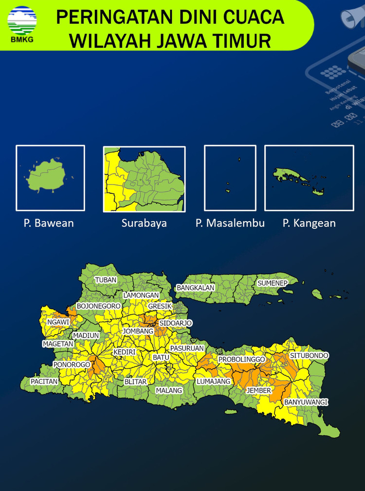 Peringatan dini cuaca di wilayah Jatim mulau 22 Agustus hingga 25 Agustus