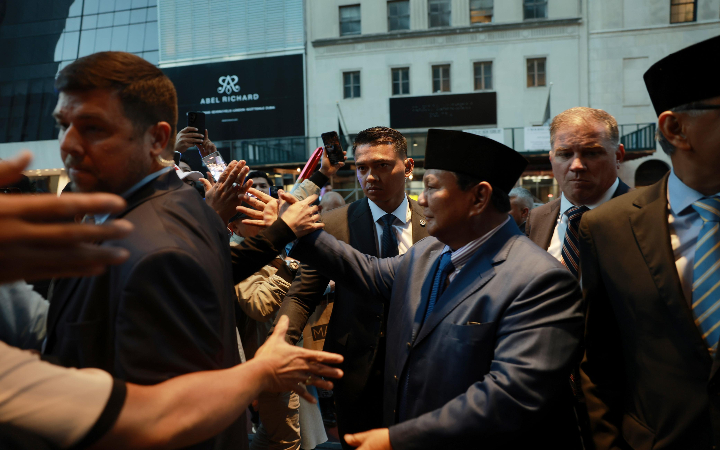 Presiden Republik Indonesia Prabowo Subianto tiba di Bandar Udara Internasional John F. Kennedy, New York, Amerika Serikat, pada Sabtu (20/9/2025).