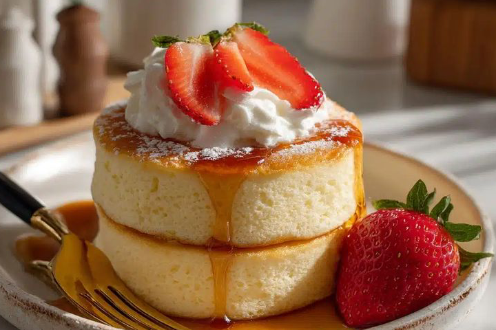 Japanese Souffle Pancake ala kafe kini bisa dibuat di rumah, lembut, fluffy, dan siap memanjakan lidah!